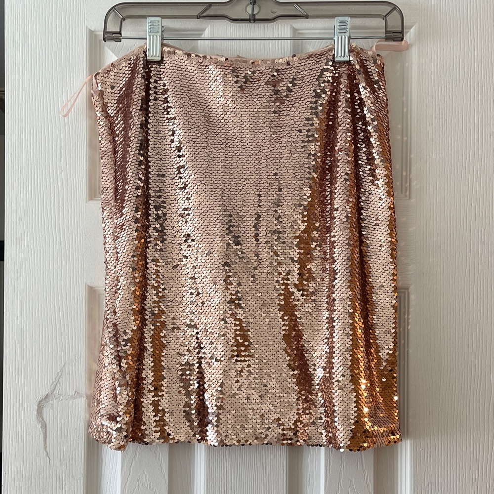She + Sky Shimmering Sequin Mini Skirt - Gold